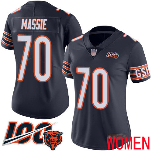 Chicago Bears Limited Navy Blue Women Bobby Massie Home Jersey NFL Football #70 100th Season->women nfl jersey->Women Jersey